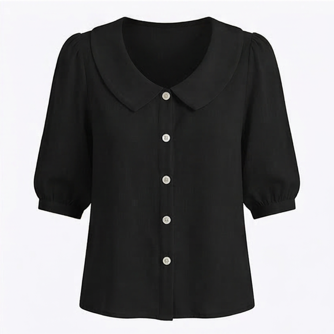 Collara Retro Peter Pan Collar Button Up Blouse - Elena Harper