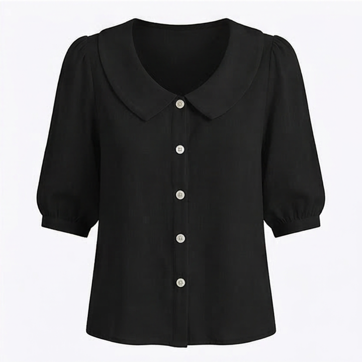 Collara Retro Peter Pan Collar Button Up Blouse - Elena Harper