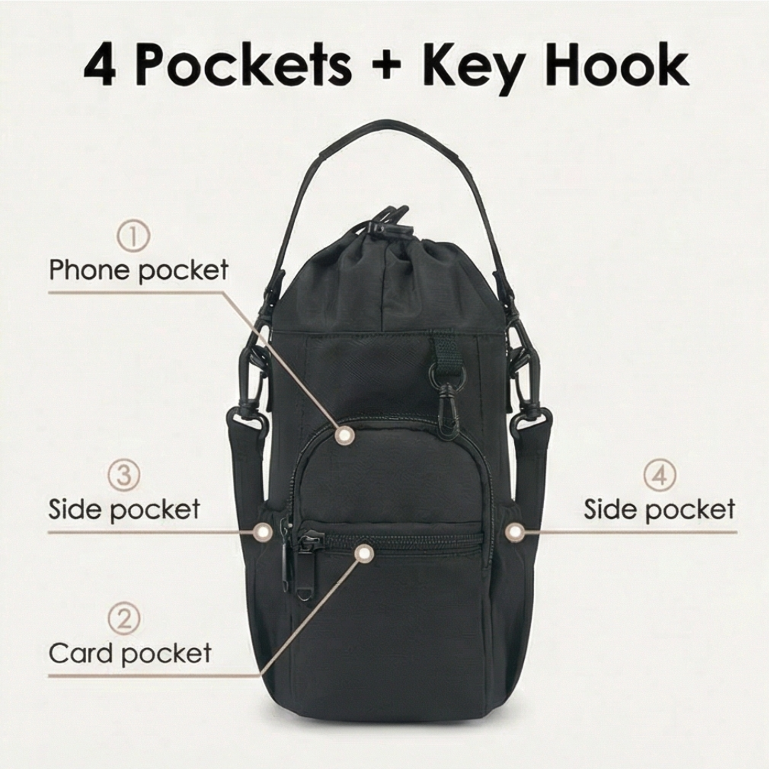 Carryvive Insulated Water Bottle Carrier with Phone Pocket - Elena Harper