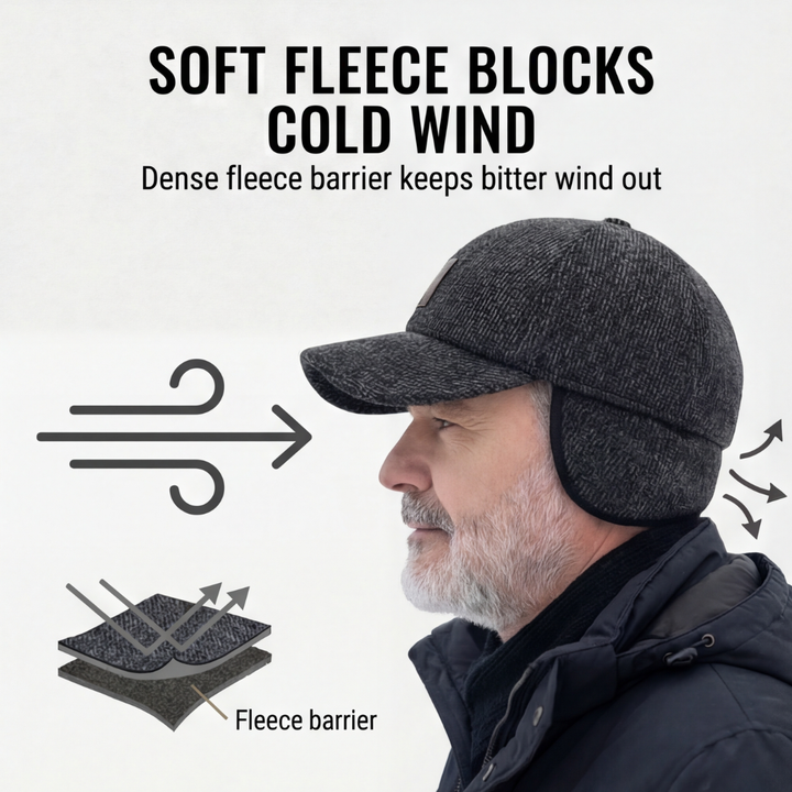 Coldguard Fleece lined winter baseball cap with ear flaps - Elena Harper