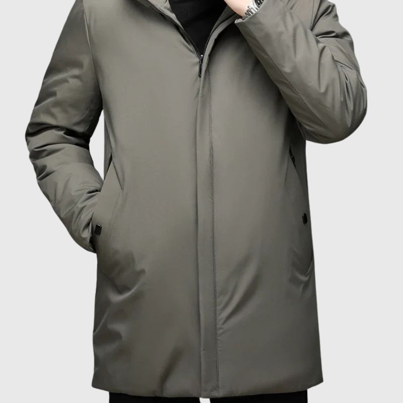 Andrés Long Winter Coat with Hood for Men, view 4 - Elena Harper