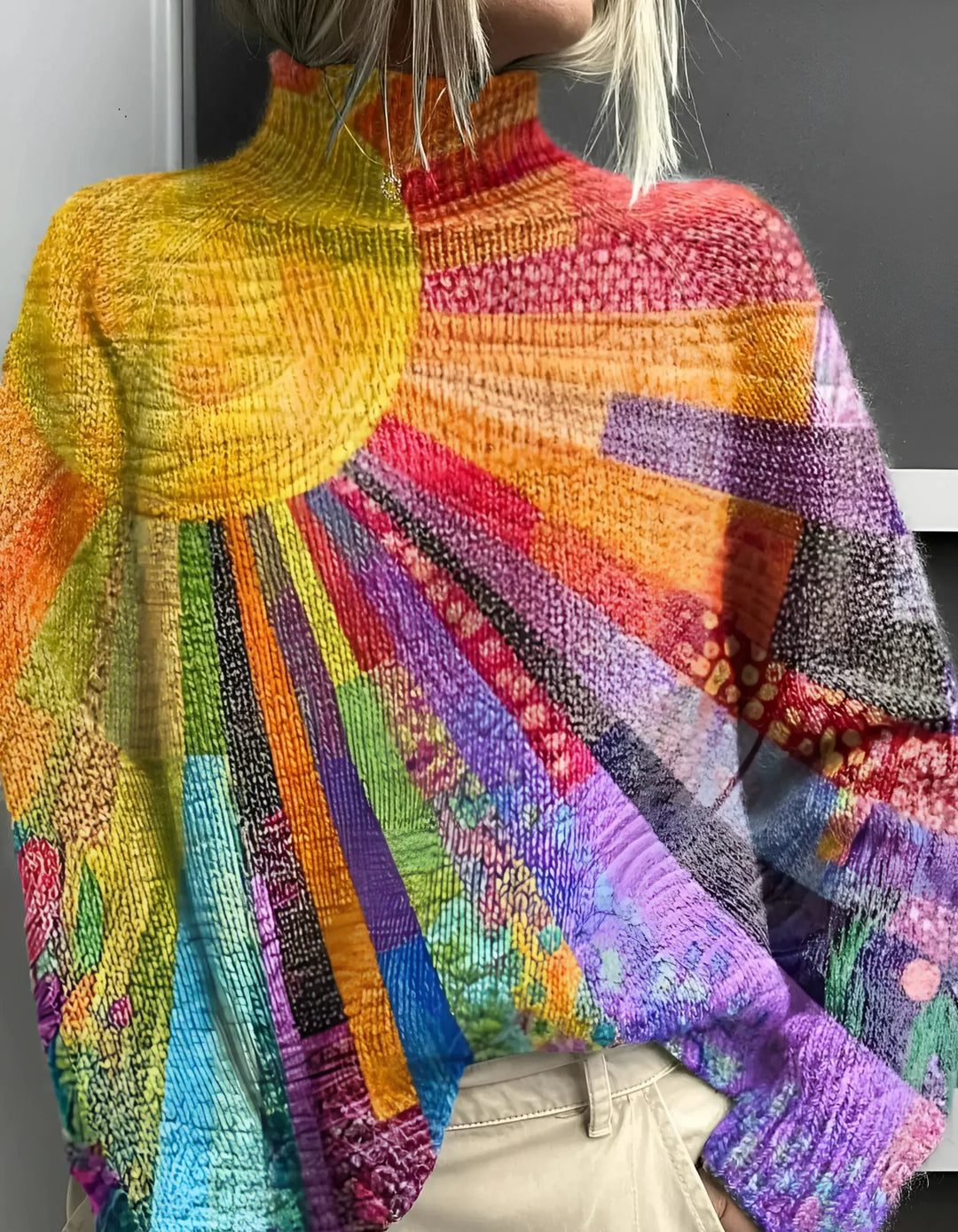 Ada Cheerful Colorful Turtleneck Sweater - Elena Harper