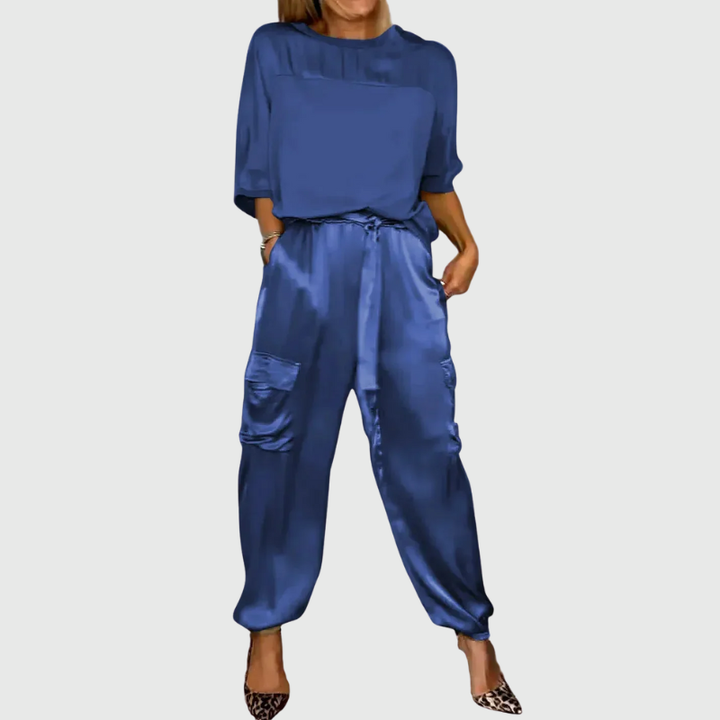 Amelia Luxurious Fluid Two-Piece Set, view 7 - Elena Harper