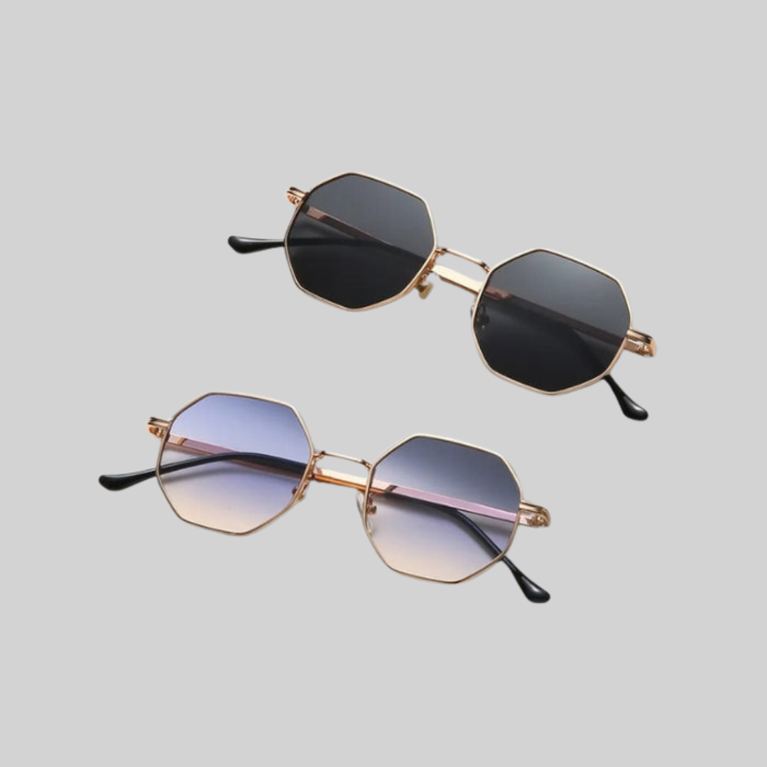 Women's Money Sunglasses - Metal Polygonal Summer Shades