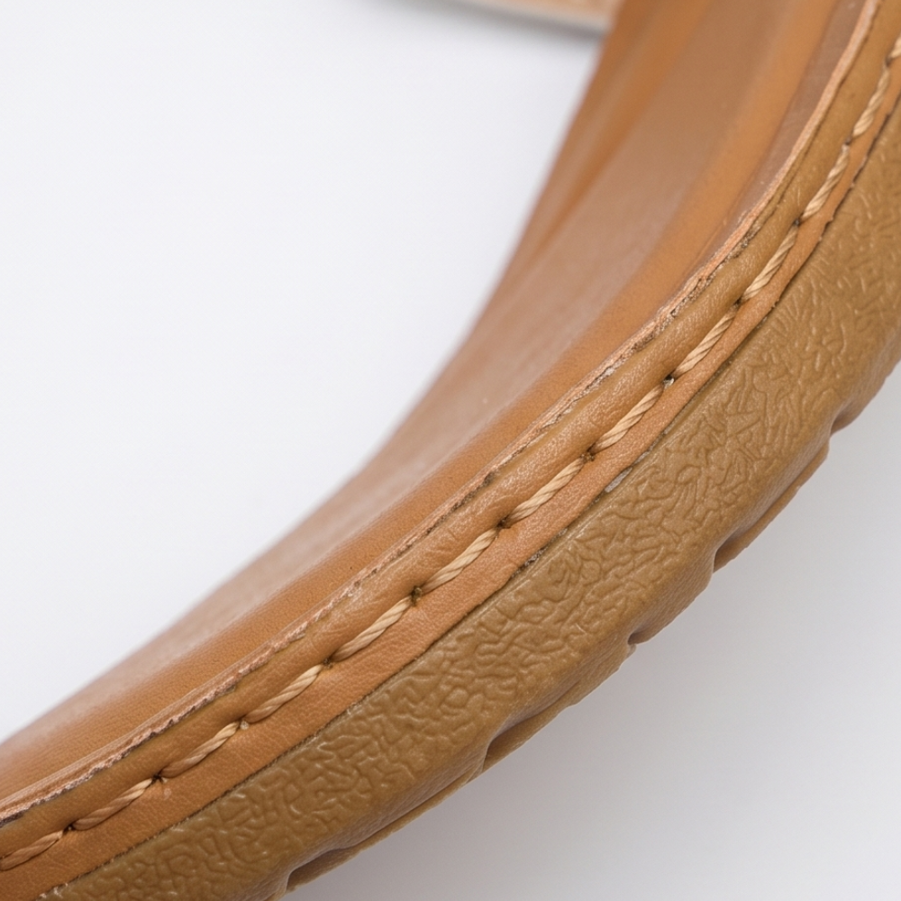 BellaArch Cushioned Wedge Sandals with Gold Strap Detail - Elena Harper