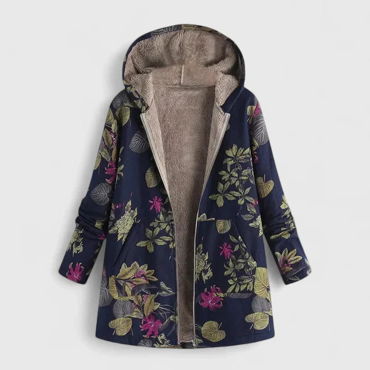 CARRIE – COZY FLORAL HOODED COAT