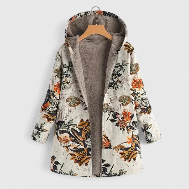 CARRIE – COZY FLORAL HOODED COAT