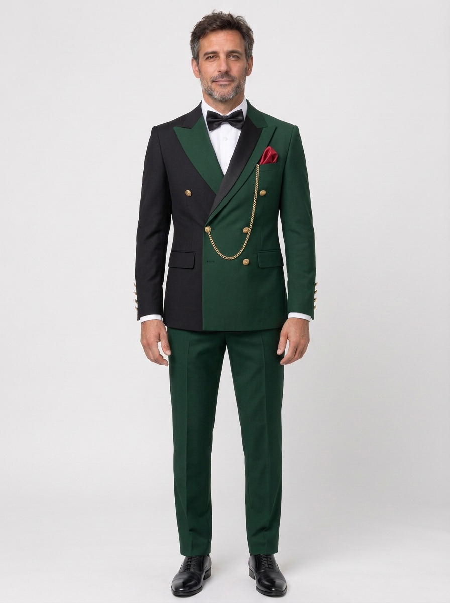 Men's Double-Breasted Pointed Lapel Two-Piece Suit