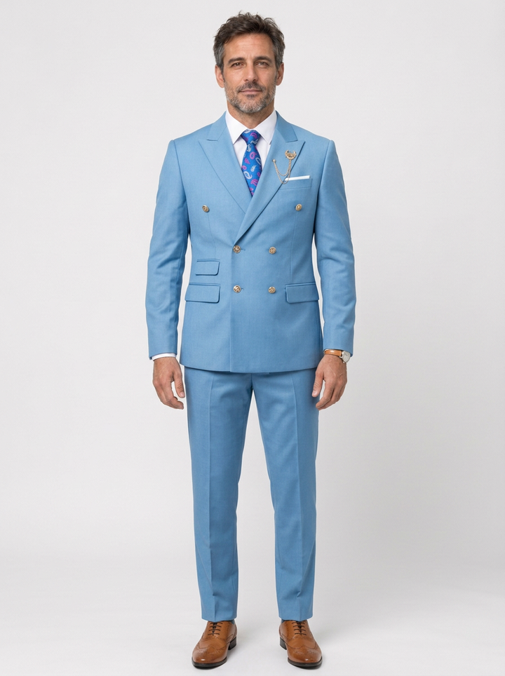 Men's Double-Breasted Peak Lapel Two-Piece Suit