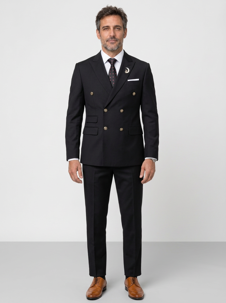 Men's Double-Breasted Peak Lapel Two-Piece Suit