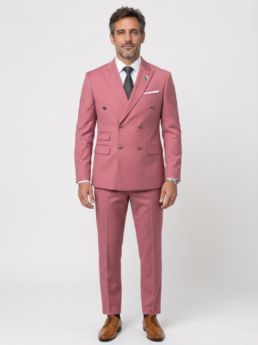Men's Double-Breasted Peak Lapel Two-Piece Suit