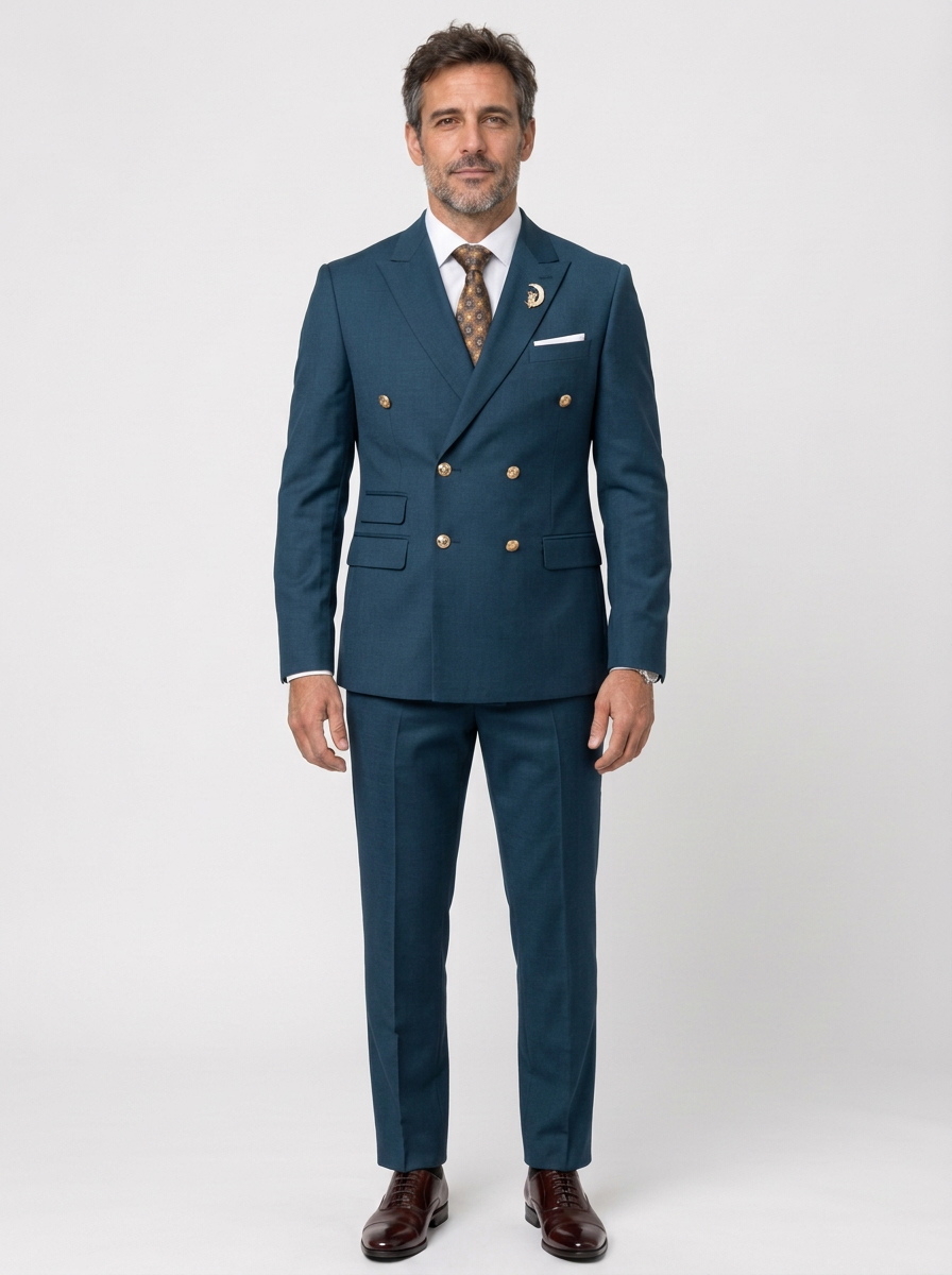 Men's Double-Breasted Peak Lapel Two-Piece Suit