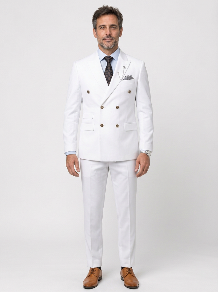 Men's Double-Breasted Peak Lapel Two-Piece Suit