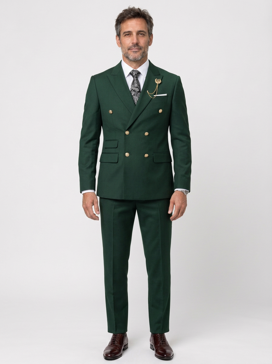 Men's Double-Breasted Peak Lapel Two-Piece Suit