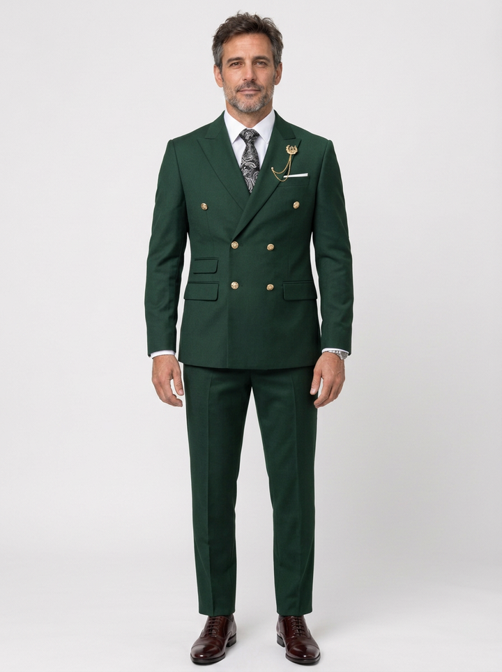 Men's Double-Breasted Peak Lapel Two-Piece Suit