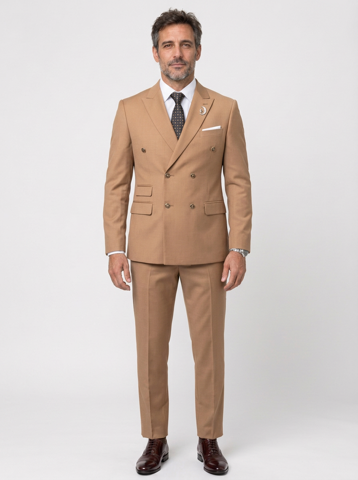 Men's Double-Breasted Peak Lapel Two-Piece Suit