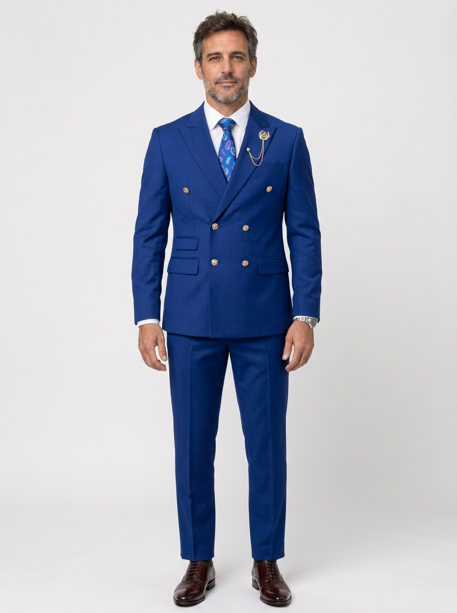 Men's Double-Breasted Peak Lapel Two-Piece Suit