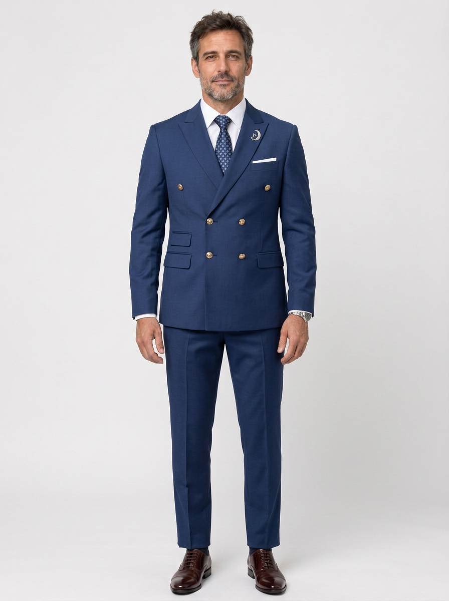 Men's Double-Breasted Peak Lapel Two-Piece Suit