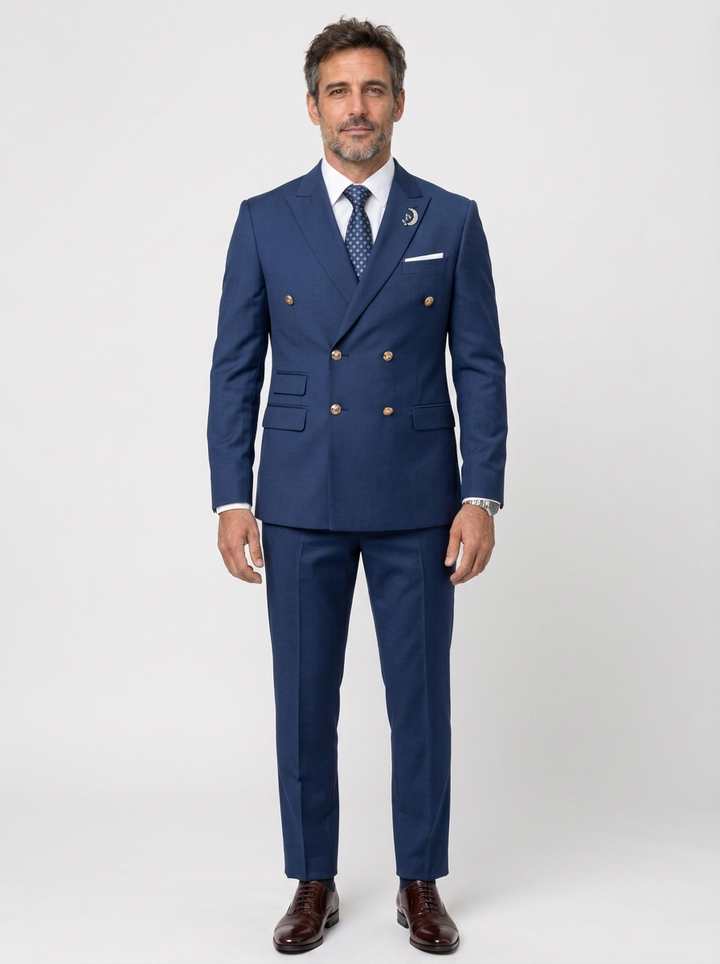 Men's Double-Breasted Peak Lapel Two-Piece Suit