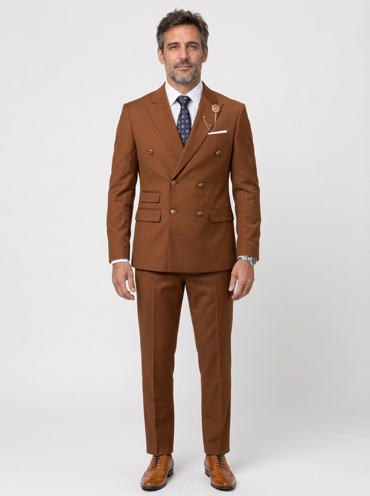 Men's Double-Breasted Peak Lapel Two-Piece Suit