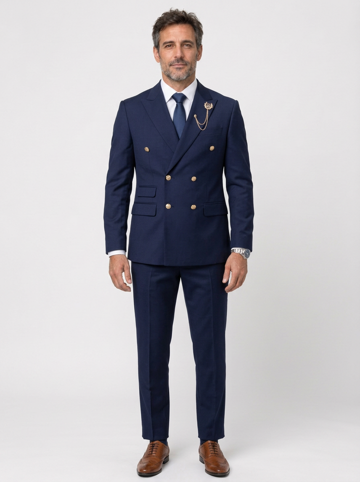 Men's Double-Breasted Peak Lapel Two-Piece Suit
