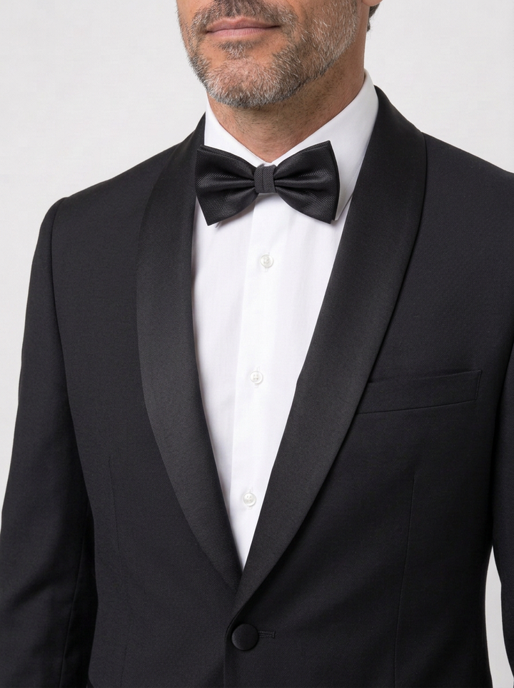 Slim Fit Three-Piece Suit with Shawl Lapel for Men