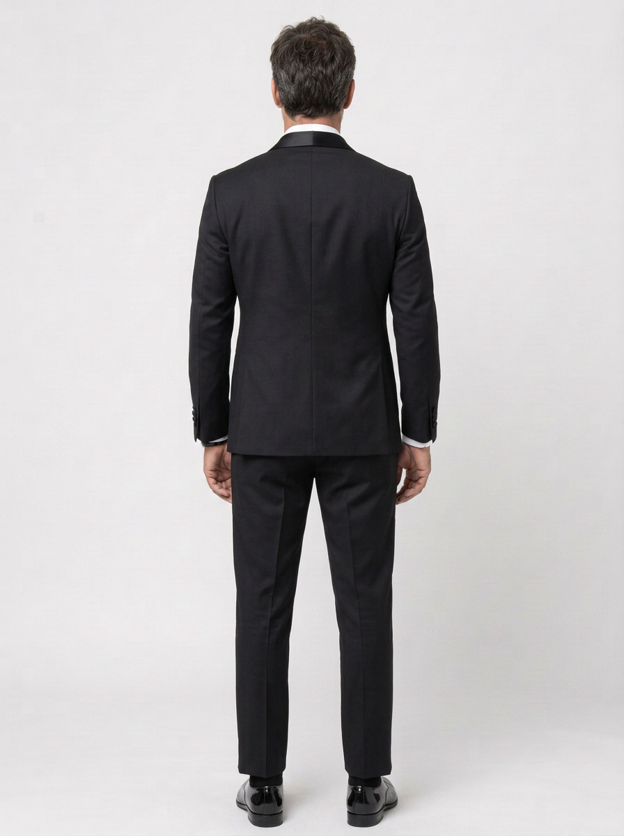 Slim Fit Three-Piece Suit with Shawl Collar for Men