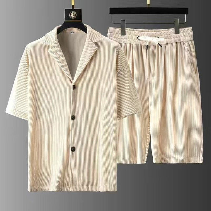 Men's Summer Set: Short Sleeve Shirt and Comfortable Fit Shorts