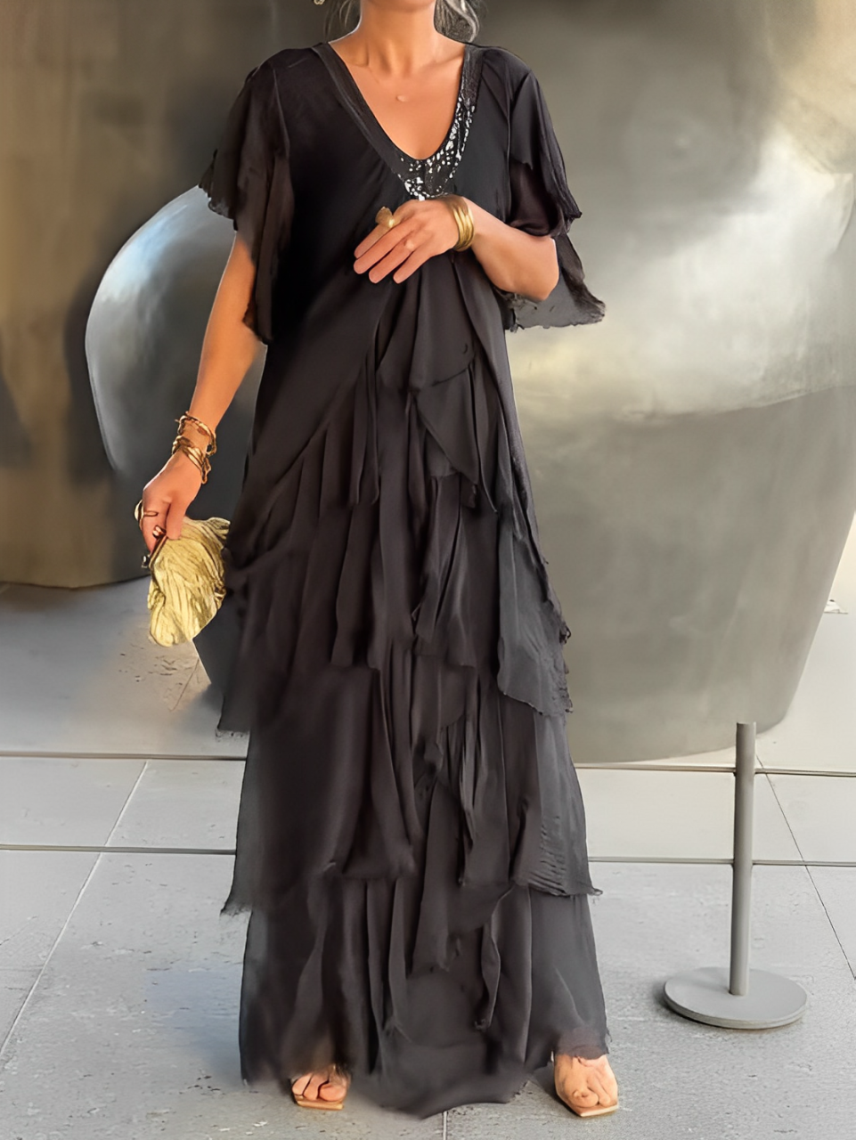 LYNETTE Elegant Flowing Long Dress - Elena Harper