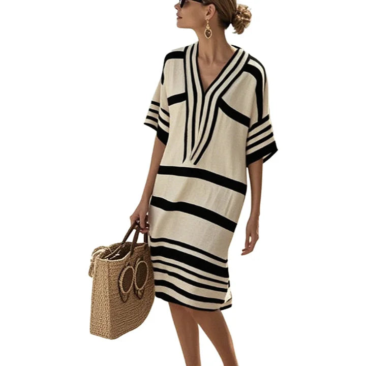 JANELLE – RELAXED STRIPED KAFTAN DRESS