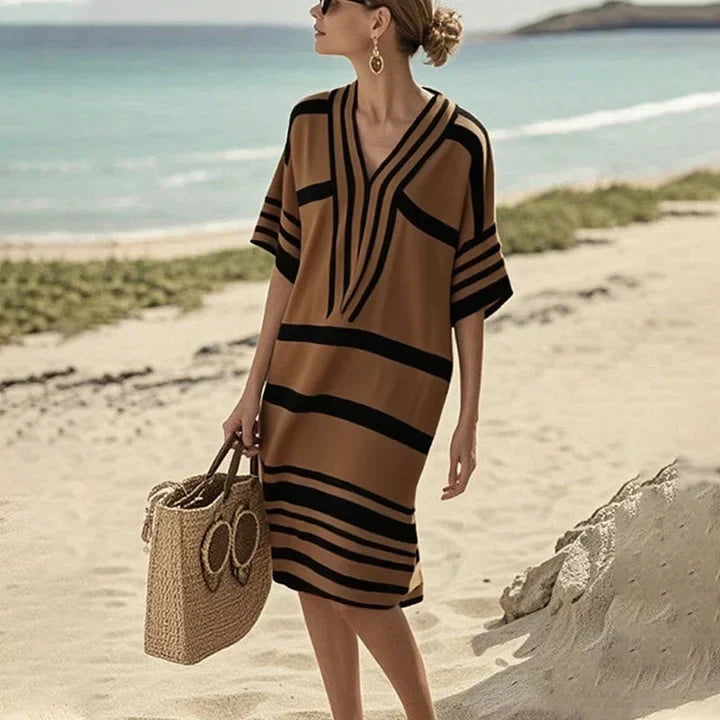 JANELLE – RELAXED STRIPED KAFTAN DRESS