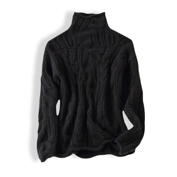 Women's sweater flattering, shape-retaining, and finely knitted with texture