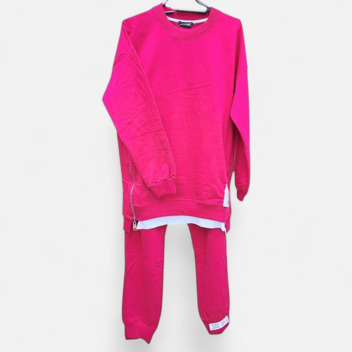 Women's Refined Two-Piece Slit Sweatshirt & Pants Set