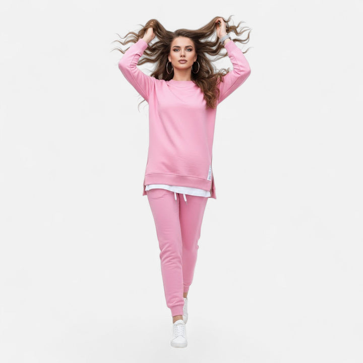 Women's Refined Two-Piece Slit Sweatshirt & Pants Set