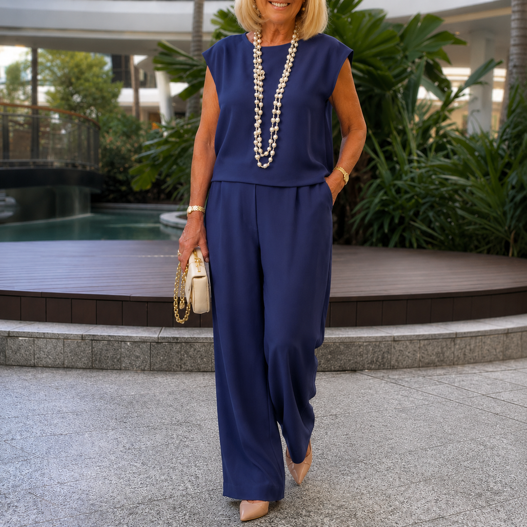 Appia Miceli Cap Sleeve Top and Wide Leg Pants Set for Women - Elena Harper