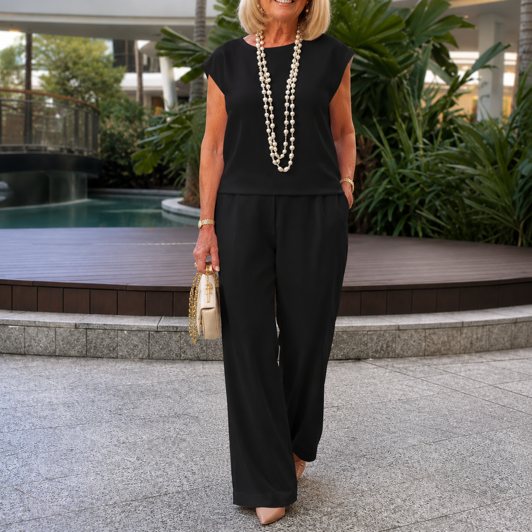 Appia Miceli Cap Sleeve Top and Wide Leg Pants Set for Women - Elena Harper