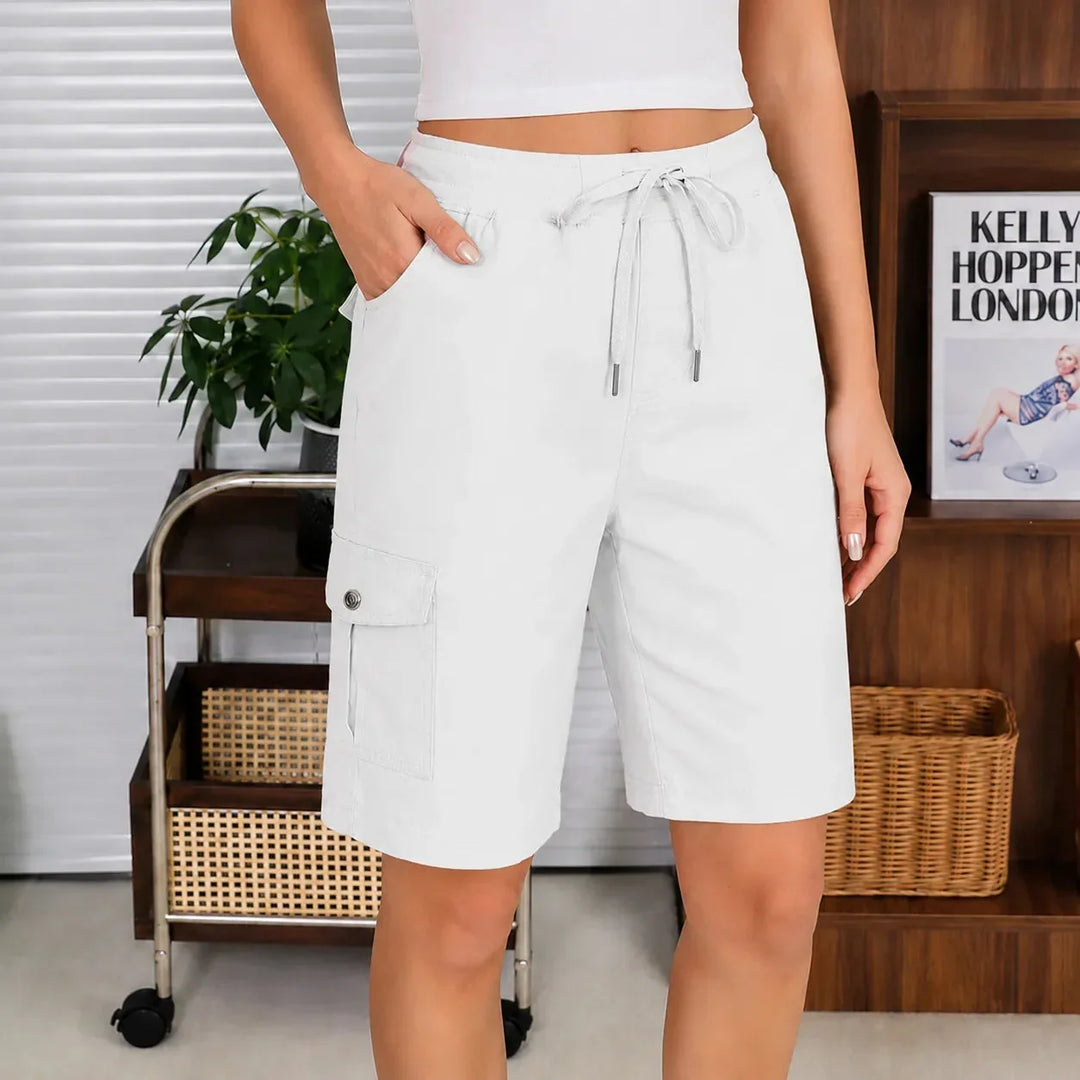 Brevelle Quick-Dry Cargo Shorts for Women with 6 Pockets and Drawstring Waist - Elena Harper