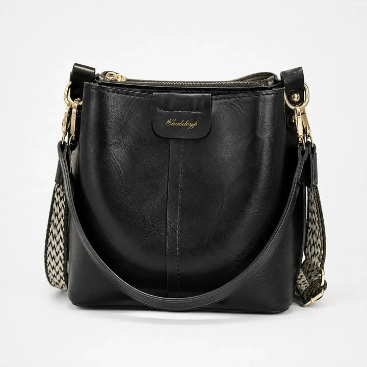 Bellora – Vintage Bucket Shoulder Bag with Woven Strap