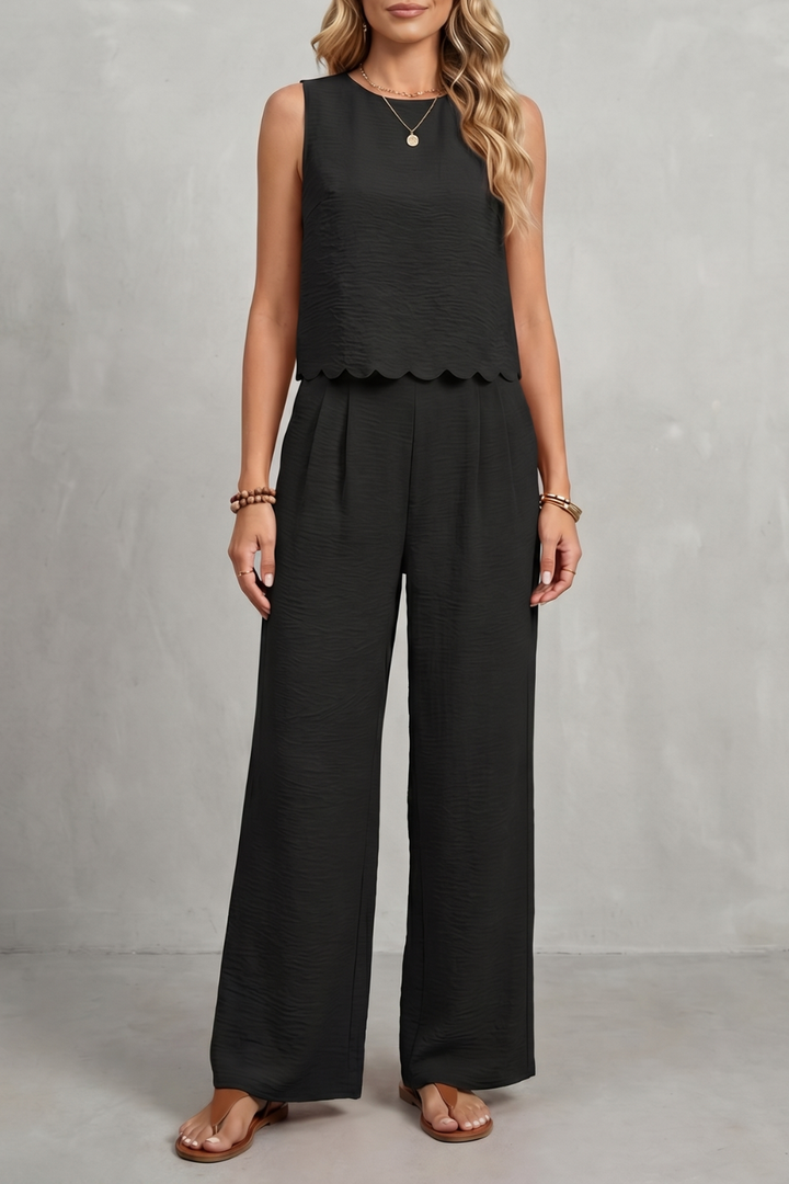 Women's Open Back Top and Wide Leg Trouser Co-ord Set Brivelle - Elena Harper