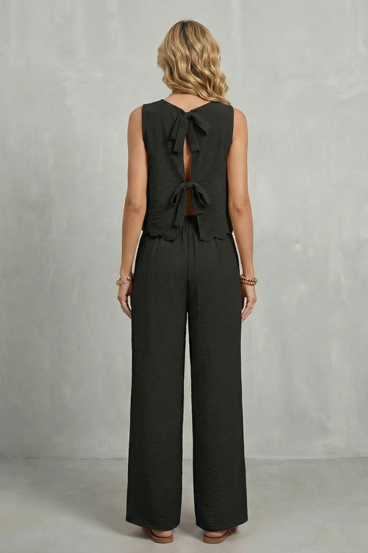 Women's Open Back Top and Wide Leg Trouser Co-ord Set Brivelle, view 4 - Elena Harper