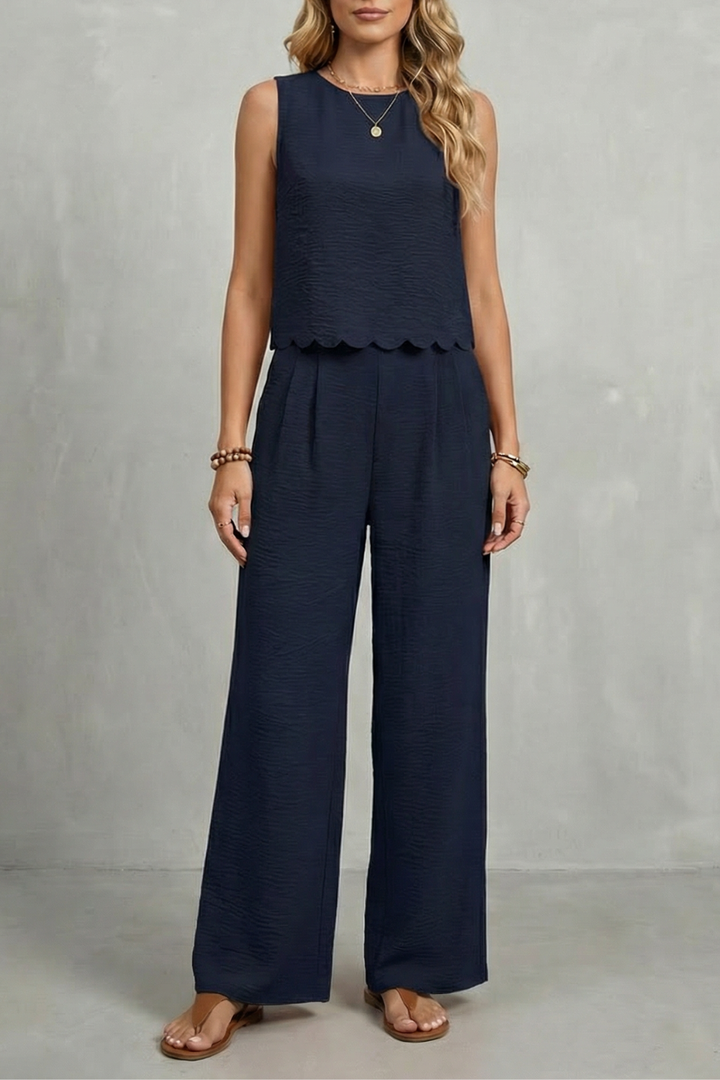 Women's Open Back Top and Wide Leg Trouser Co-ord Set Brivelle, view 5 - Elena Harper