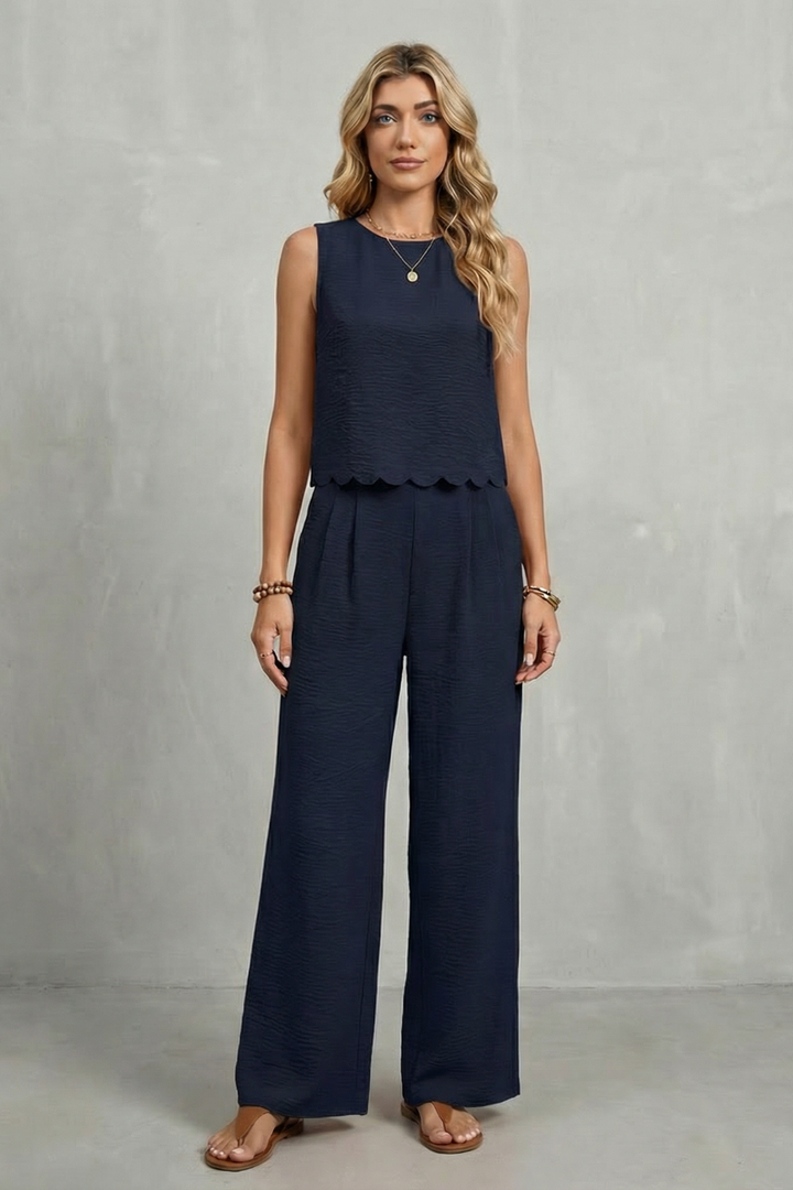 Women's Open Back Top and Wide Leg Trouser Co-ord Set Brivelle, view 6 - Elena Harper