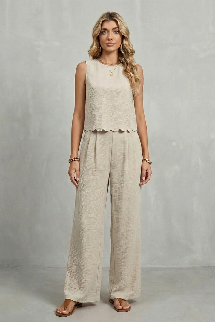 Women's Open Back Top and Wide Leg Trouser Co-ord Set Brivelle, view 8 - Elena Harper