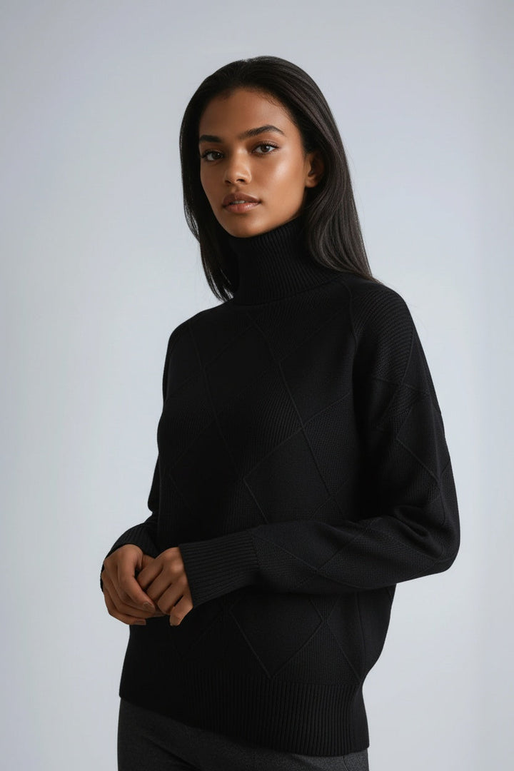 Women's Diamond Motif Turtleneck Sweater
