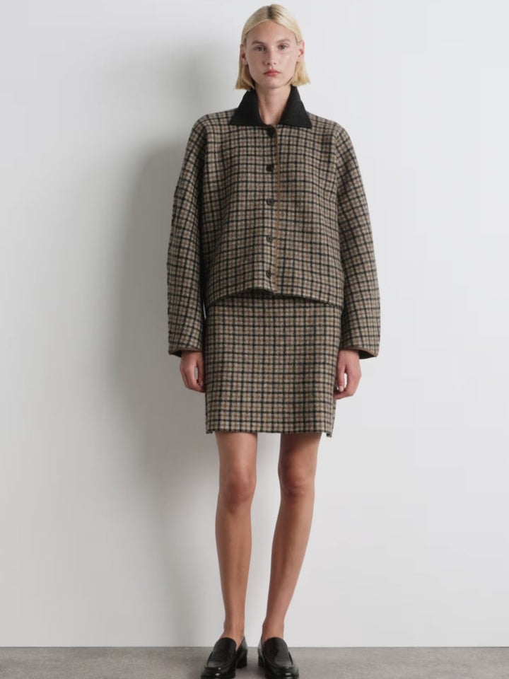 Micro-Check Wool Blend Jacket, view 5 - Elena Harper