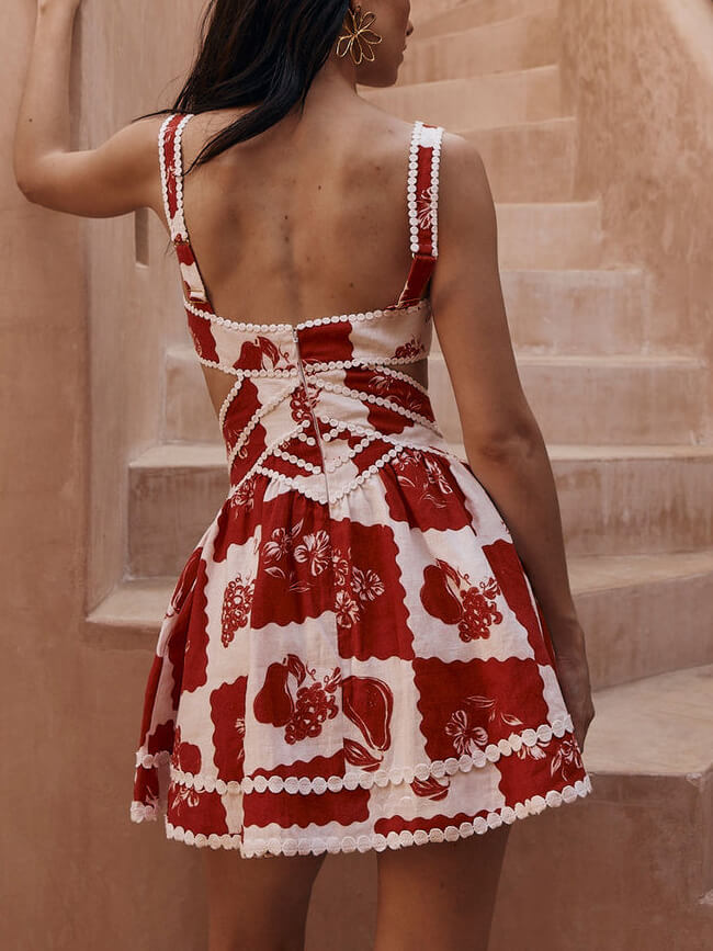 Vintage Mini Dress for Women with Floral Print - Esther