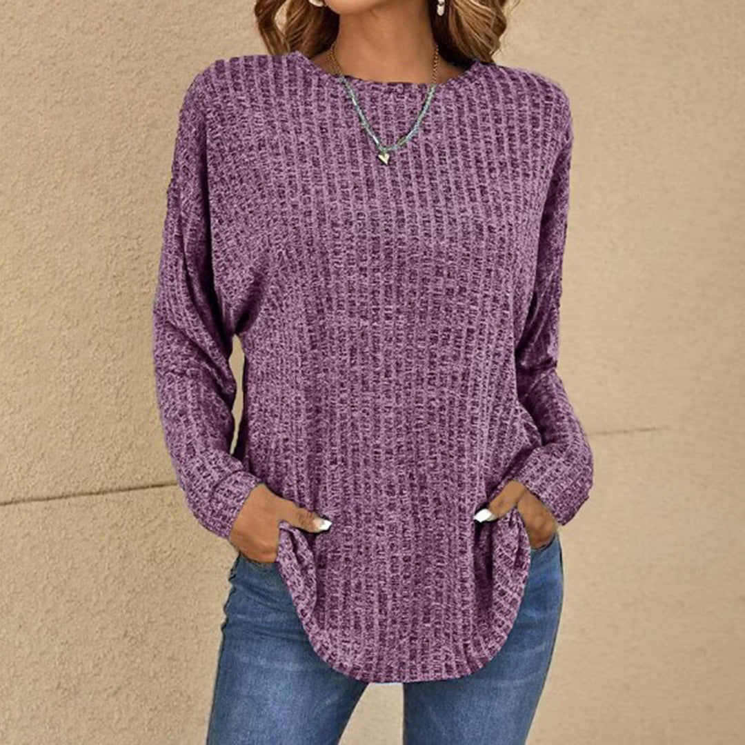 Clemence Relaxed Fit Crew Neck Jumper with Long Sleeves for Women - Elena Harper