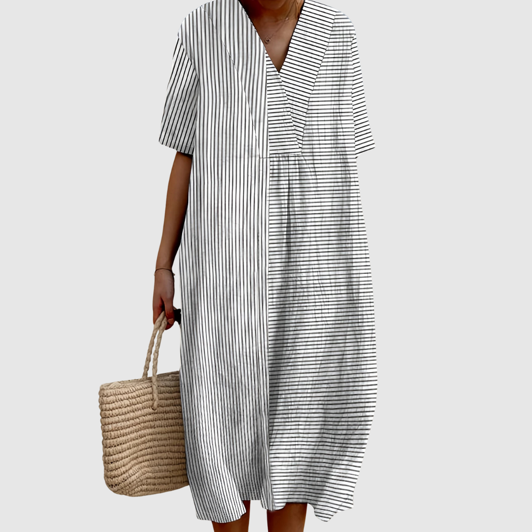 Sophia Coastline Stripe Relaxed Dress - Elena Harper