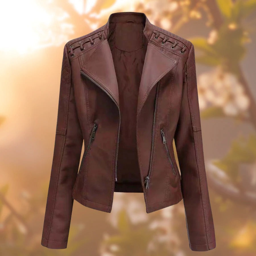 Mandy Noir Biker Style Leather Jacket