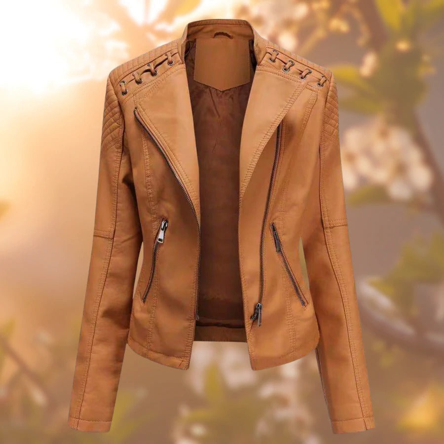 Mandy Noir Biker Style Leather Jacket